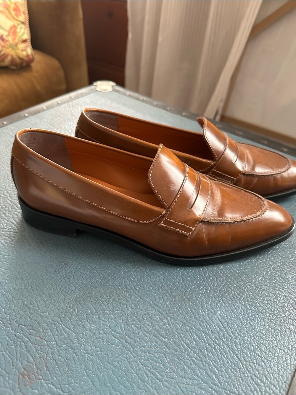 Everlane Tan Brown Leather Penny Loafers - Picture 2 of 6
